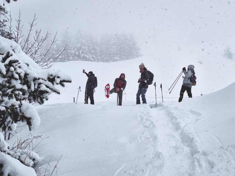 Col d'Arves sneeuwschoenwandelen met vrienden