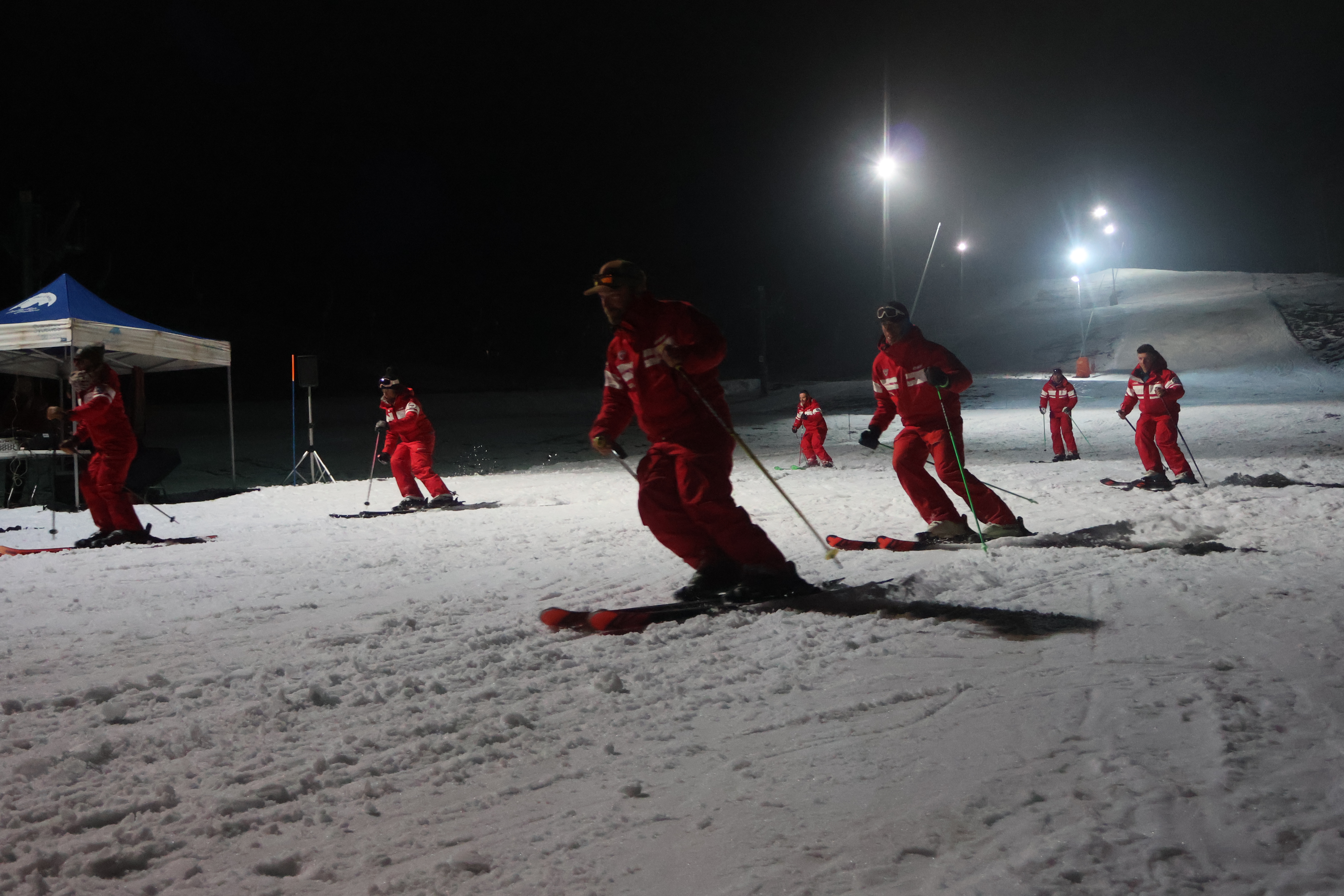 Torchlights parade by the ski school monitors